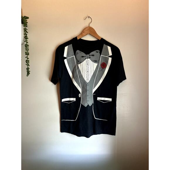 Other Other - Vintage 1980s Tuxedo Graphic Tee Black Single Stitch Size M